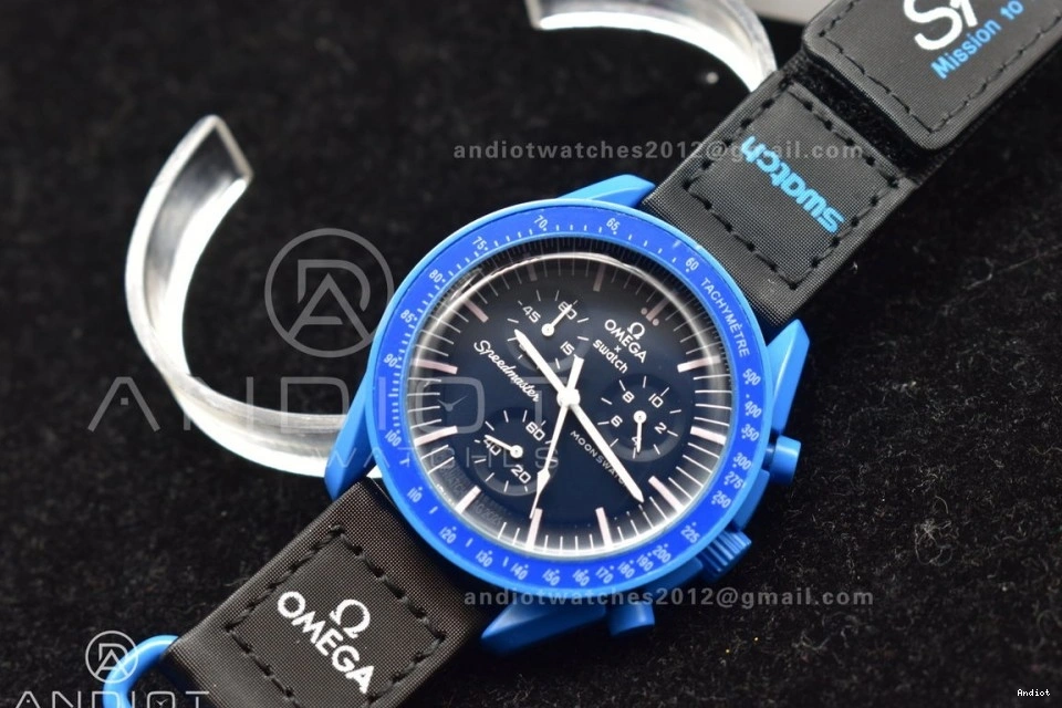 on Mission to Quartz Swatch Neptune Nylon Moonwatch Omega Bioceramic x Strap 0107
